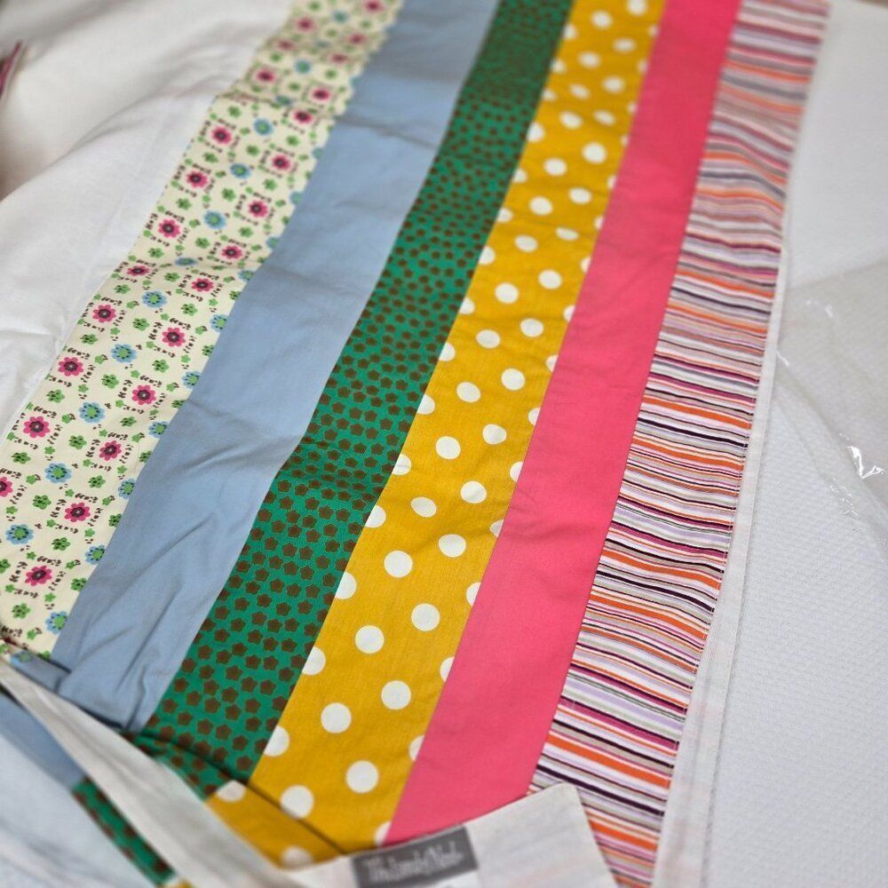 The Land Of Nod Princess & The Pea Crib Skirt Multicolor Cotton Stripe Design
